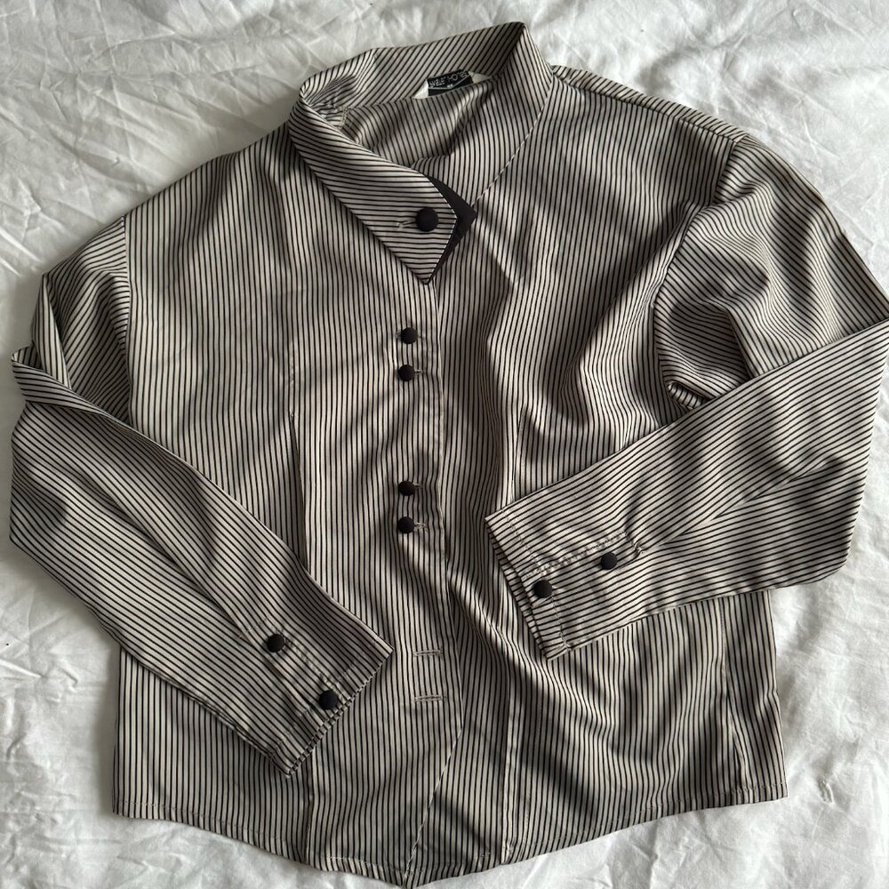 vintage Pastel House Pinstriped Blouse - Size M
